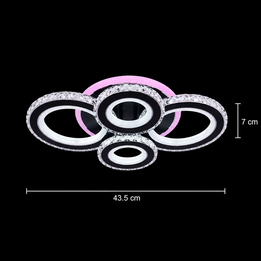 LED полилей с дистанционно управление и кристал NOVA ROTONDA RGB 82W, 4 кръга, студена/топла/неутрална светлина, димиране, черни LED полилеи с дистанционно управление Заглавие по подразбиране Alessandro Design