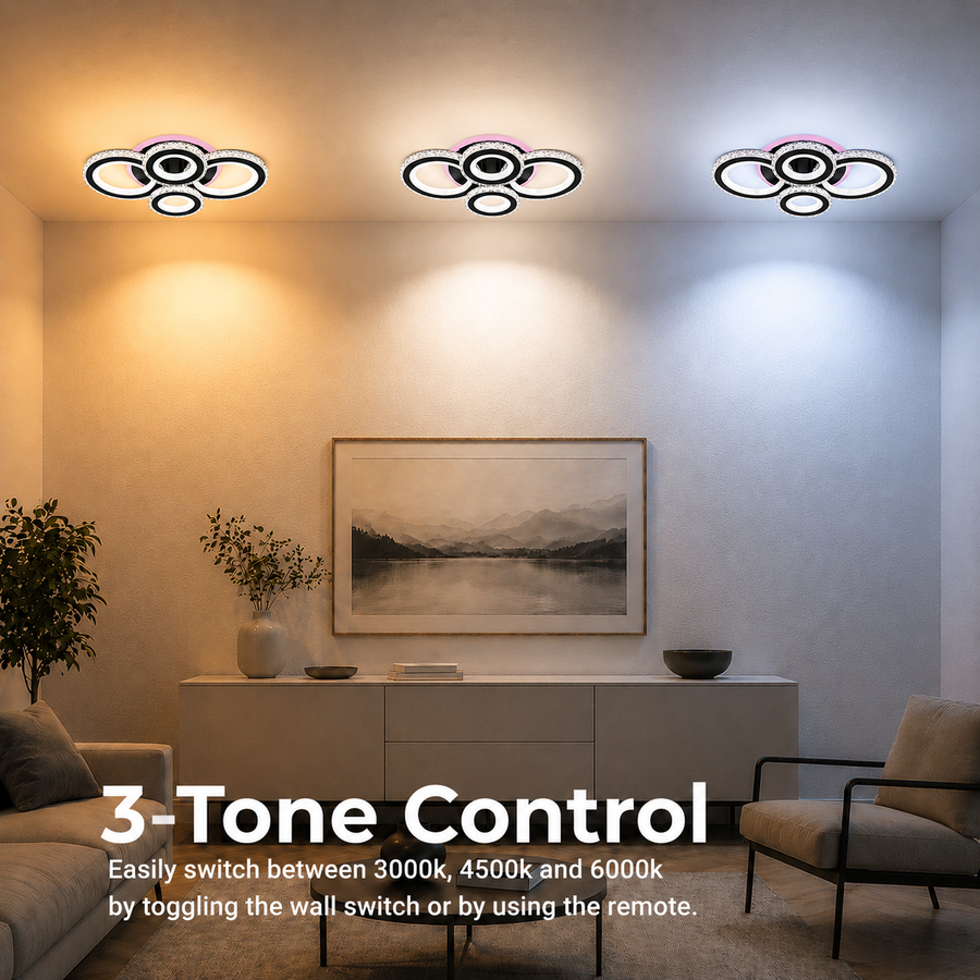 LED полилей с дистанционно управление и кристал NOVA ROTONDA RGB 82W, 4 кръга, студена/топла/неутрална светлина, димиране, черни LED полилеи с дистанционно управление Заглавие по подразбиране Alessandro Design