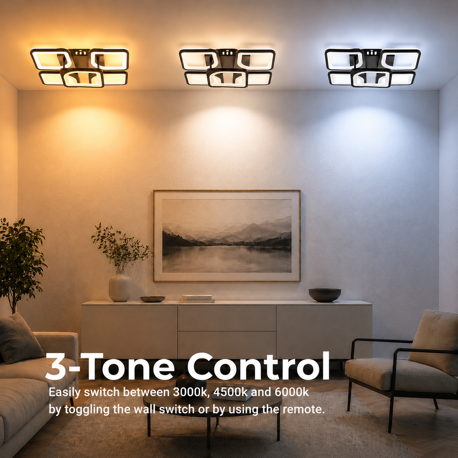 LED полилей с дистанционно управление ZOE 65W, 5 квадрата, студена/топла/неутрална светлина, димируем, черен LED полилей с дистанционно управление Default Title Alessandro Design
