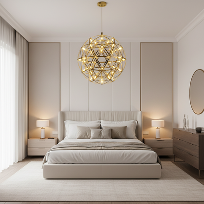 LED кристален полилей Kilkenny Culmino, 144W, неутрална светлина, диаметър 60 см, злато