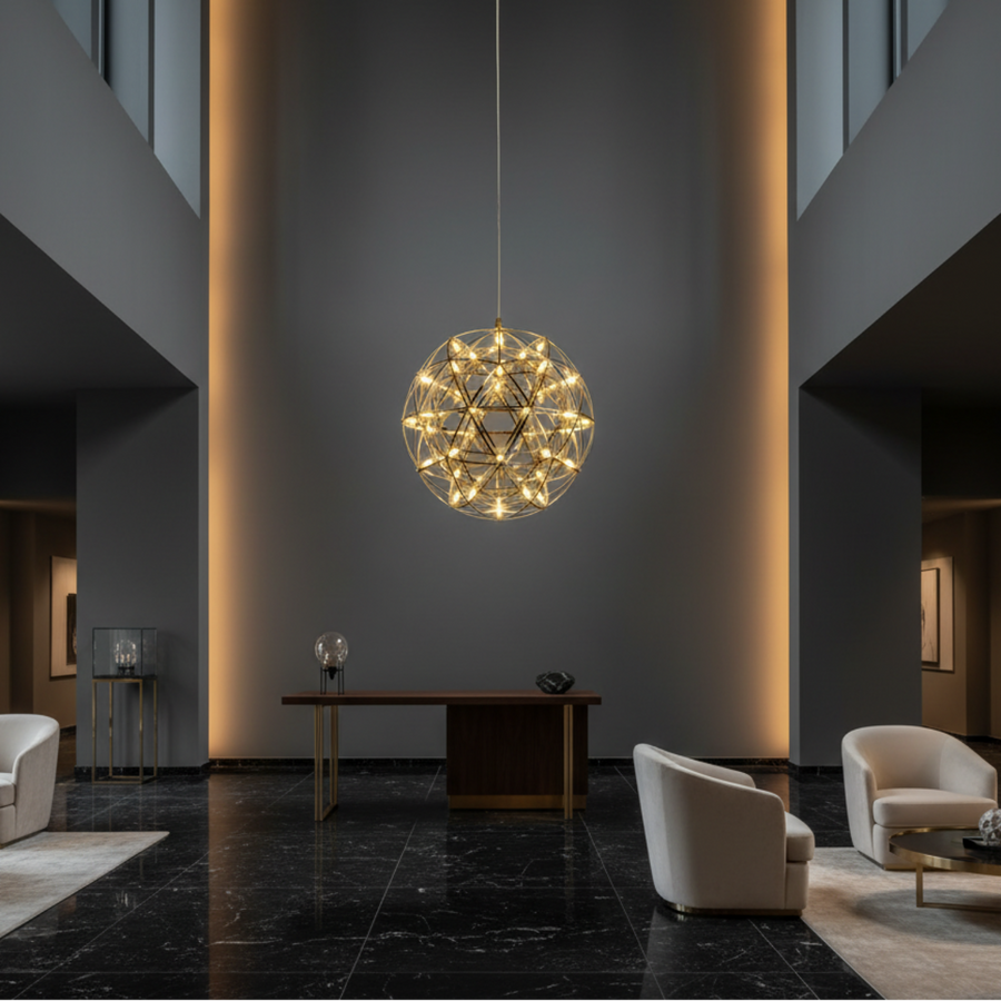 LED кристален полилей Kilkenny Culmino, 144W, неутрална светлина, диаметър 60 см, злато