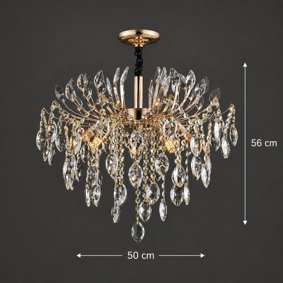 Кристален полилей PALERMO Eleganza 5xE14, диаметър 50 см, злато