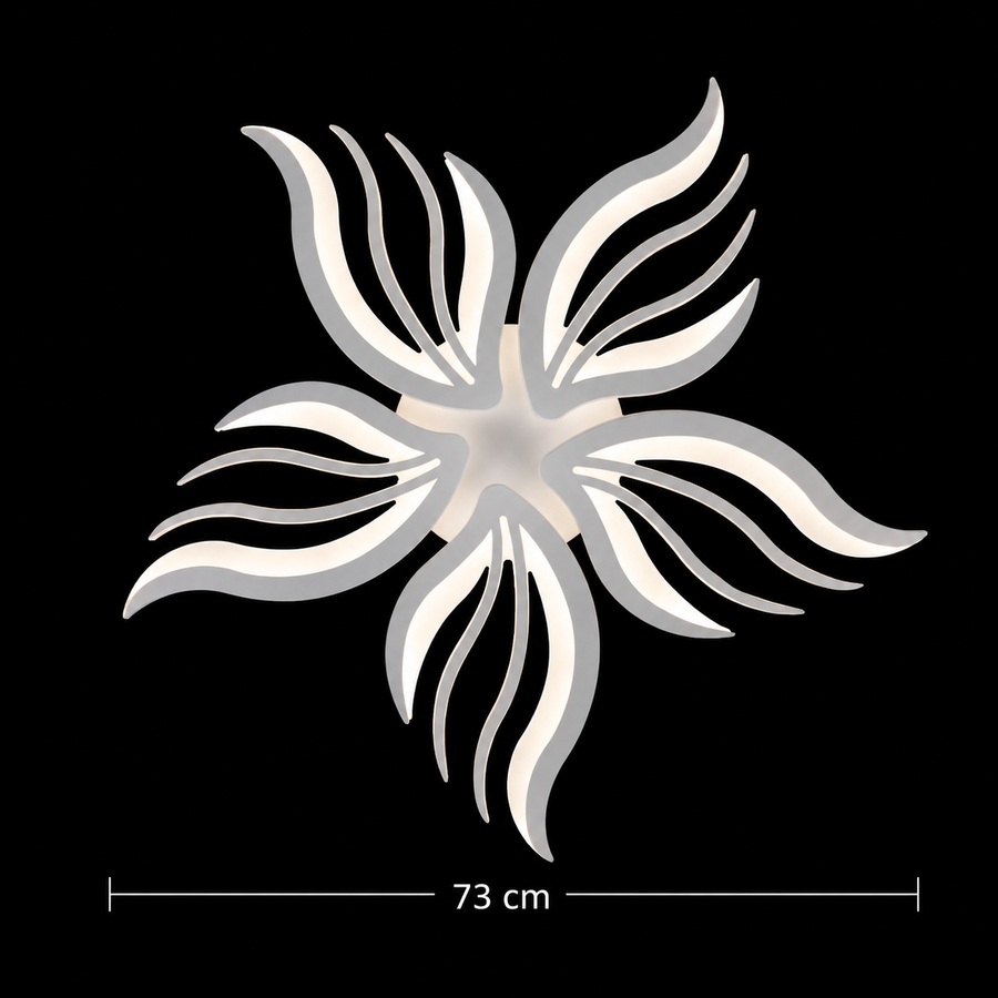 LED полилей с дистанционно SAKURA 62W, 5 венчелистчета, Студена/Топла/Неутрална светлина, Димируем, Бял
