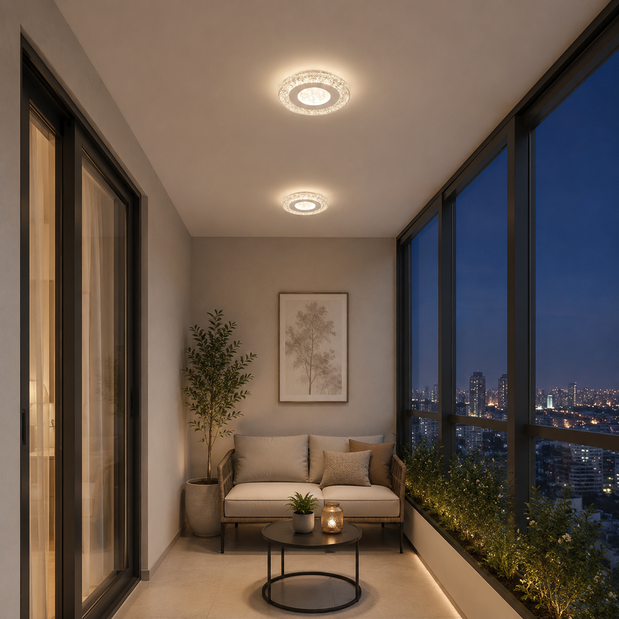 Lustra LED SHARIN, 18W, Diametru 19cm, Lumina Calda/Neutra/Rece, Alb, Metal si Acril