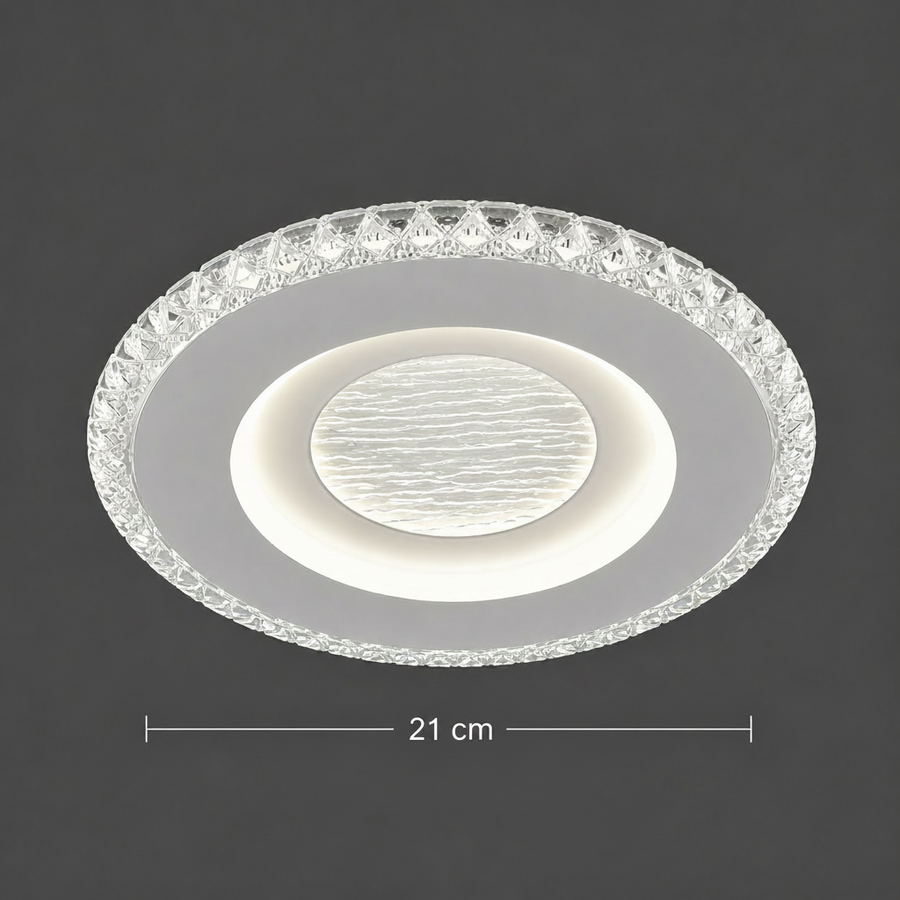 Lustra LED CELUN, 33W, Diametru 21cm, Lumina Calda/Neutra/Rece, Alb, Metal si Acril