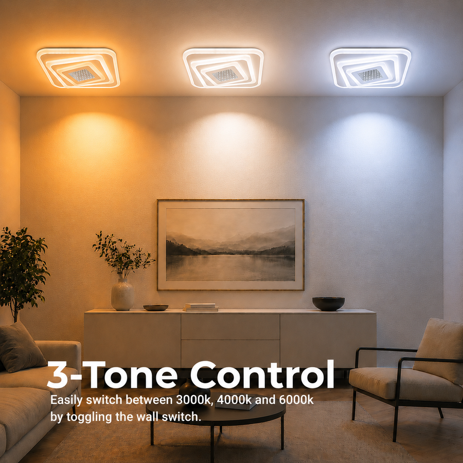 LED полилей NEXA 3D 46W, Квадрат, Студена/Топла/Неутрална светлина, Бял