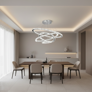 LED полилей с дистанционно управление PRISM Luminis, кристал и метал, 210 W, 4 кръга, възможност за димиране, студена/топла/неутрална светлина, луксозно осветление