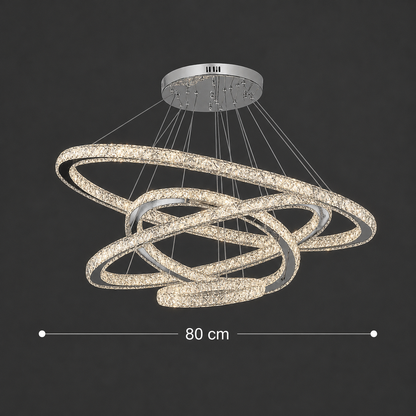 LED полилей с дистанционно управление PRISM Luminis, кристал и метал, 210 W, 4 кръга, възможност за димиране, студена/топла/неутрална светлина, луксозно осветление