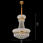 Candelabru Cristal NUVOLA Elegenza, 12xE14, D50 cm, Auriu, Inaltime Reglabila, Metal si Cristal