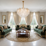 Candelabru Cristal LACE Eleganza 9xE14, Diametru 50cm, Inaltime 36cm, Auriu Lucios, Inaltime Reglabila, Design Elegant Candelabre Cristal Default Title Alessandro Design