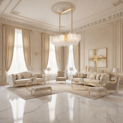 Candelabru Cristal LACE Royale 11xE14, Dimensiune 83x33 cm, Inaltime 31 cm, Auriu Lucios, Inaltime Reglabila, Design Elegant