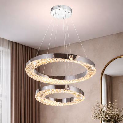 LED полилей CC31212/60X40CH, Диаметър 40+60 см, Височина 120 см, IP20, Студена/Неутрална/Топла светлина, Димируем, Сребро, Кристал, Стомана