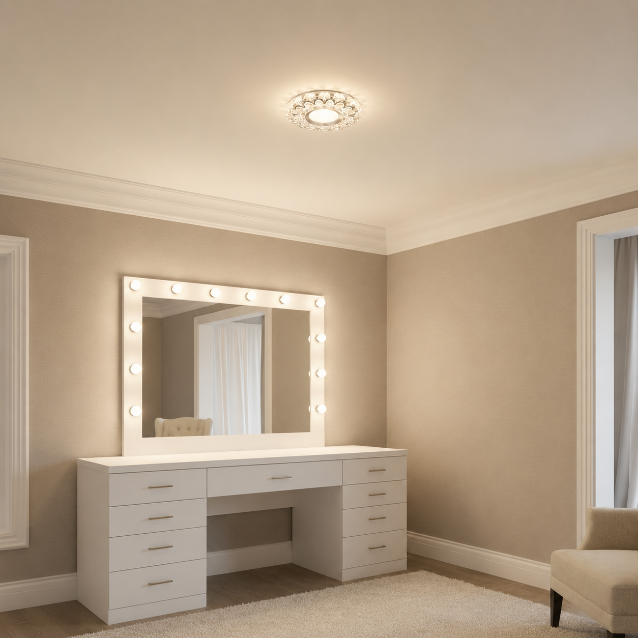 Spot LED ORBITA, 5W, Rotund, Lumina Rece + RGB, Alb, Rasina si Sticla Spot LED Default Title Alessandro Design