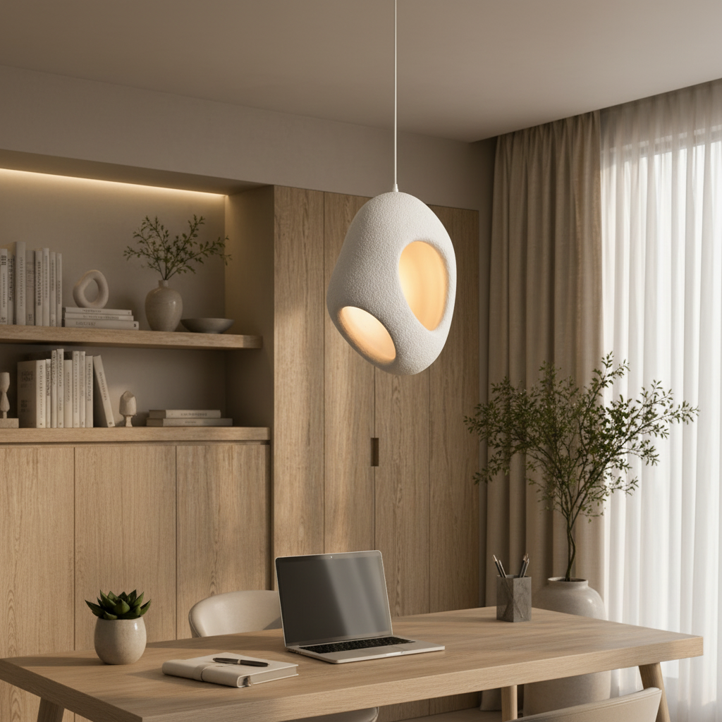 Lustra Moderna FOAMER Nobile, 37 cm, Suspendata, 1 X E27, Alb, Metal si Spuma, Inaltime Reglabila Lustre Moderne Default Title Alessandro Design