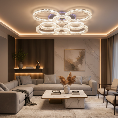 Lustra LED RONDA Regalis cu telecomanda 141W, 8 Cercuri, lumina Rece/Calda/Neutra, Dimabila, Alb Lustre LED cu Telecomanda Default Title Alessandro Design