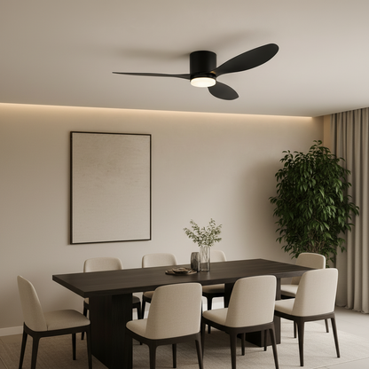 Lustra LED Ventilator VENTIS cu Telecomanda, 21 W, D80cm, Lumina Rece/Neutra/Calda, Metal si Plastic, Negru