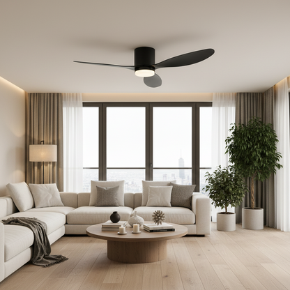 Lustra LED Ventilator VENTIS cu Telecomanda, 21 W, D80cm, Lumina Rece/Neutra/Calda, Metal si Plastic, Negru