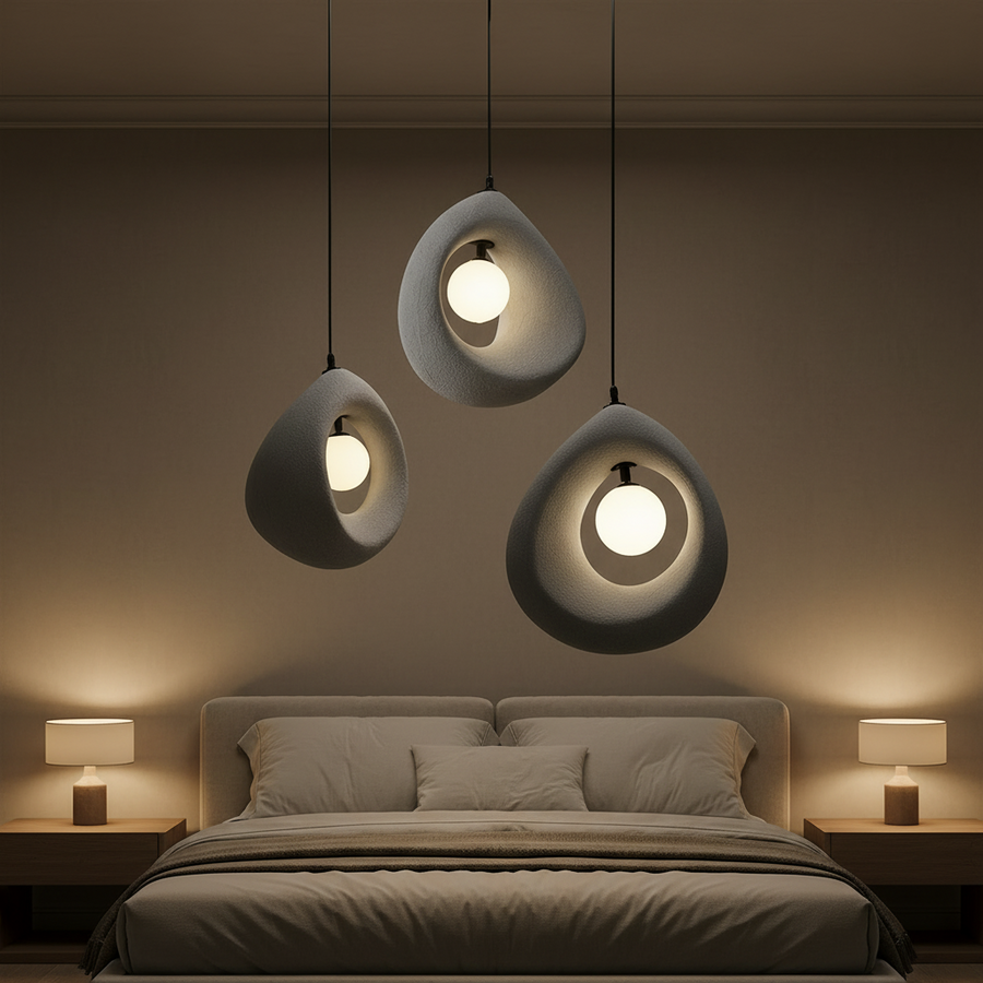 Lustra Moderna FOAMER, 35 cm, Suspendata, 1 X E27, Gri, Metal si Spuma, Inaltime Reglabila Lustre Moderne Default Title Alessandro Design