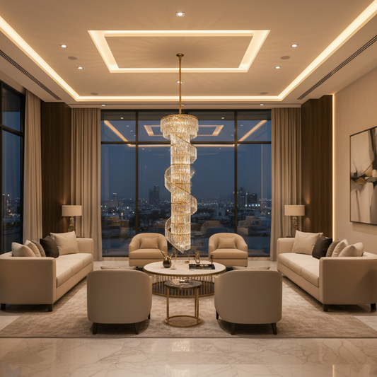 Candelabru Cristal SPIRO 39xE14, D70 cm, Auriu, Metal si Cristal Candelabre Cristal Default Title Alessandro Design