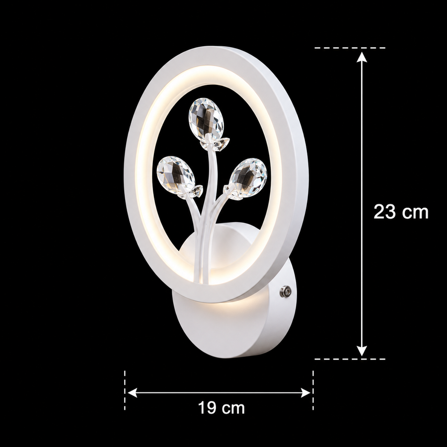 DAISY LED стенна лампа, 14W, студена/топла/неутрална светлина, бяла с кристални вътрешни стенни лампи Заглавие по подразбиране Alessandro Design