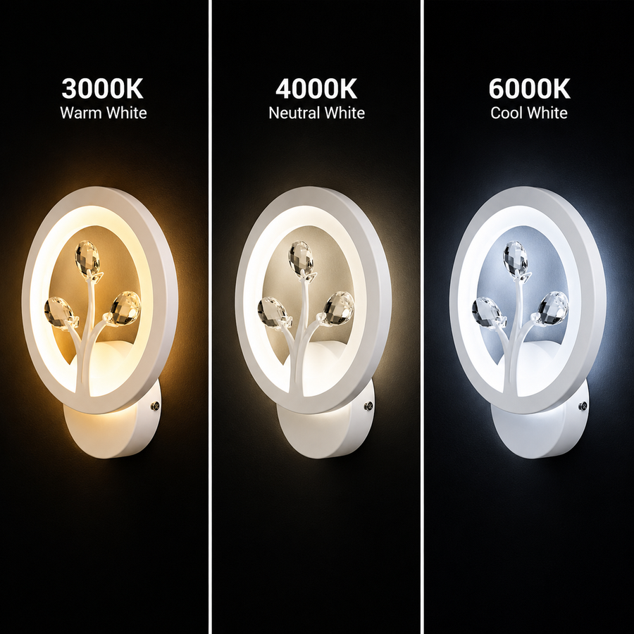 DAISY LED стенна лампа, 14W, студена/топла/неутрална светлина, бяла с кристални вътрешни стенни лампи Заглавие по подразбиране Alessandro Design