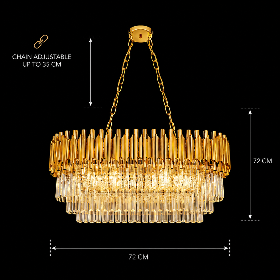 Candelabru Cristal VERSAILLES Regalis 10xE14, Diametru 80cm, Auriu, Inaltime Reglabila Candelabre Cristal Default Title Alessandro Design