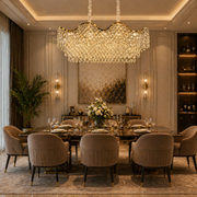 Candelabru Cristal 16xE14 VELOURA Supremo Reale, 120x35 cm, Auriu, Inaltime Reglabila, Metal si Cristal Candelabre Cristal Default Title Alessandro Design