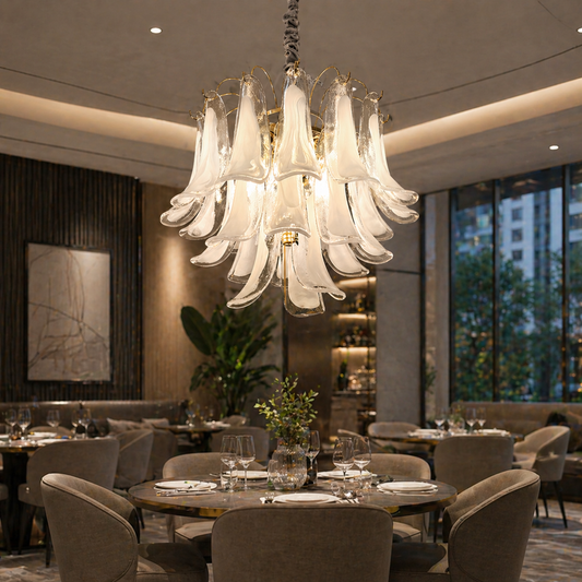 Candelabru Cristal MURANO Regalis 17xE14, D80 cm, Alb, Inaltime Reglabila, Metal si Cristal Candelabre Cristal Default Title Alessandro Design