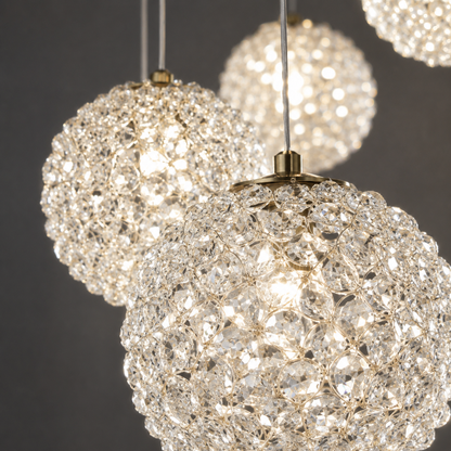 Candelabru Cristal MILLE, 18xG9 , Diametru 60cm x Inaltime 340cm, Cristal si Metal, Auriu