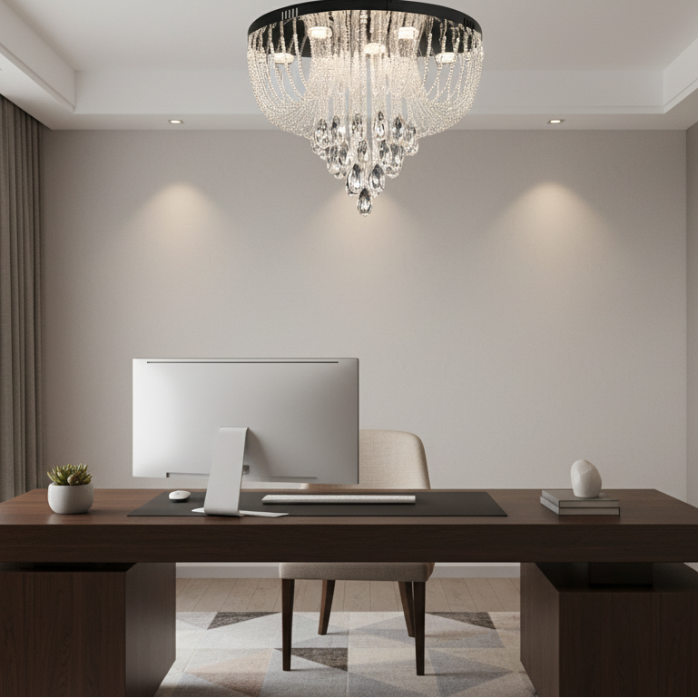 Candelabru LED Cristal MAGE Nobile, 22W, Lumina Calda/Neutra/Rece, Diametru 40cm, Crom Lucios