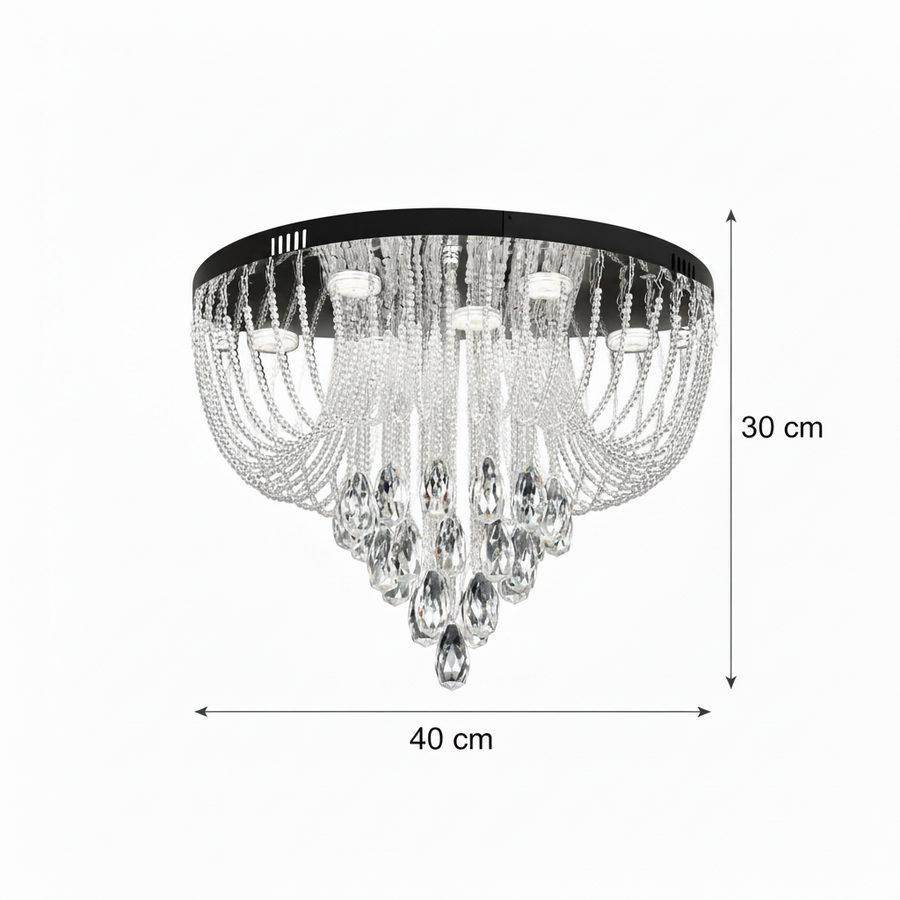 Candelabru LED Cristal MAGE Nobile, 22W, Lumina Calda/Neutra/Rece, Diametru 40cm, Crom Lucios