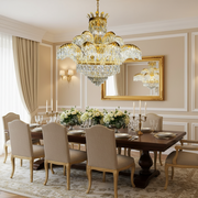 Candelabru Cristal PALACE Supremo 29xG9, D115cm, Auriu Lucios, Inaltime Reglabila, Metal si Cristal Candelabre Cristal Default Title Alessandro Design