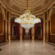 Candelabru Cristal PALACE Supremo 29xG9, D115cm, Auriu Lucios, Inaltime Reglabila, Metal si Cristal Candelabre Cristal Default Title Alessandro Design
