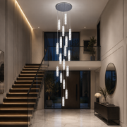 LED кристален полилей AMIRI 82W хром, топла/неутрална/студена светлина 3000K/4000K/6000K Amiri, диаметър 40cm x височина 300cm, кристал и метал