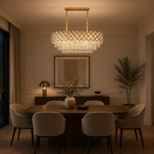 Candelabru Cristal VECTORIA Supremo, 10xE14, Diametru 75x39cm, Auriu, Inaltime Reglabila, Metal si Cristal