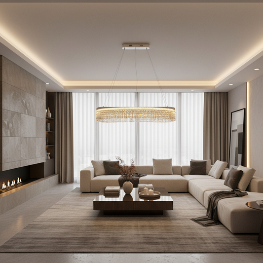 Candelabru Cristal VOLNA Grande Regalis, 128W, 80x25cm, Lumina Calda/Neutra/Rece, Alb, Metal si Cristal