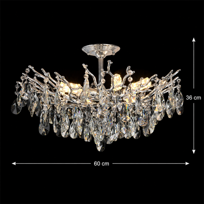 Candelabru Cristal REINA Magno, 6xE14, D60cm, Crom Lucios, Metal si Cristal