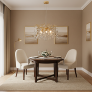 Candelabru Cristal LEAF Eleganza, Φ50cm, 6xE14, Auriu, Metal si Cristal