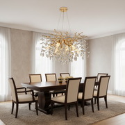 Candelabru Cristal LEAF Magno, Φ60cm, 8xE14, Auriu, Metal si Cristal