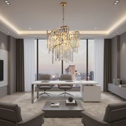 Candelabru Cristal TWEEZE Eleganza, Φ50cm, 9xE14, Auriu, Metal si Cristal