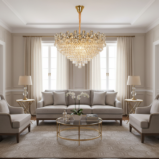 Candelabru Cristal ACE Regalis 22xE14, Diametru 80cm, Inaltime 40cm, Auriu Lucios, Inaltime Reglabila, Design Elegant Candelabre Cristal Default Title Alessandro Design