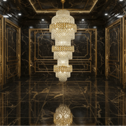 Candelabru Cristal TRIO Regalis 63xE14, Diametru 80cm, Inaltime 260cm, Auriu Lucios, Inaltime Reglabila, Design Elegant Candelabre Cristal Default Title Alessandro Design