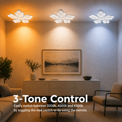 LED полилей с дистанционно управление TULIP 81W, 5 венчелистчета, Студена/Топла/Неутрална светлина, Димируем, Бял