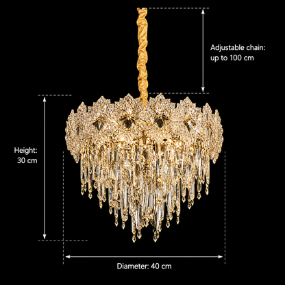 Candelabru Cristal FLEUR Nobile 5xE14, Diametru 40cm, Inaltime 30cm, Auriu Lucios, Inaltime Reglabila, Design Elegant Candelabre Cristal Default Title Alessandro Design