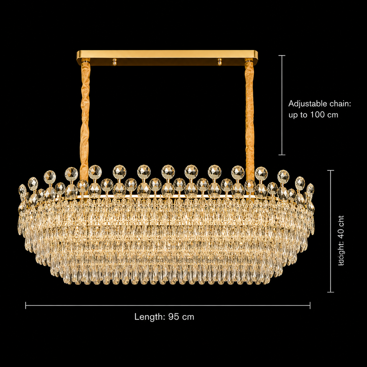 Candelabru Cristal ACE Supremo 10xE14, Dimensiuni 95x35cm , Inaltime 40cm, Auriu Lucios, Inaltime Reglabila, Design Elegant Candelabre Cristal Default Title Alessandro Design