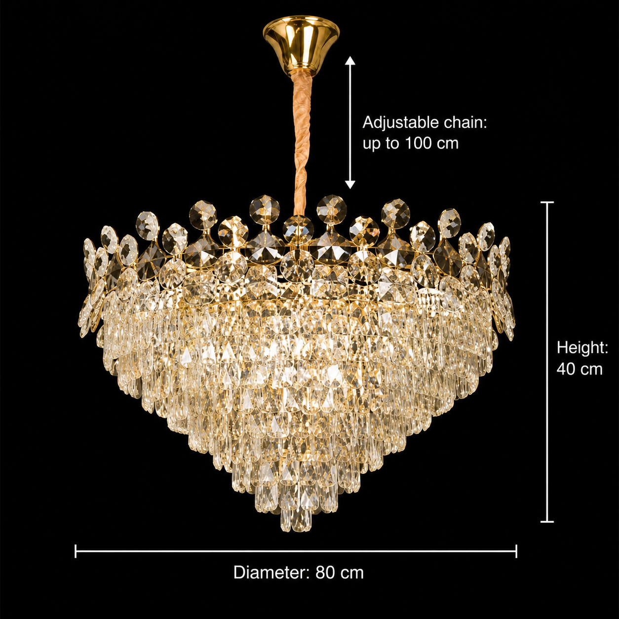 Candelabru Cristal ACE Regalis 22xE14, Diametru 80cm, Inaltime 40cm, Auriu Lucios, Inaltime Reglabila, Design Elegant Candelabre Cristal Default Title Alessandro Design