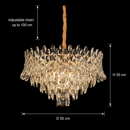 Candelabru Cristal MONARCH Eleganza 3xE14, Diametru 50cm, Inaltime 35cm, Auriu Lucios, Inaltime Reglabila, Design Elegant Candelabre Cristal Default Title Alessandro Design
