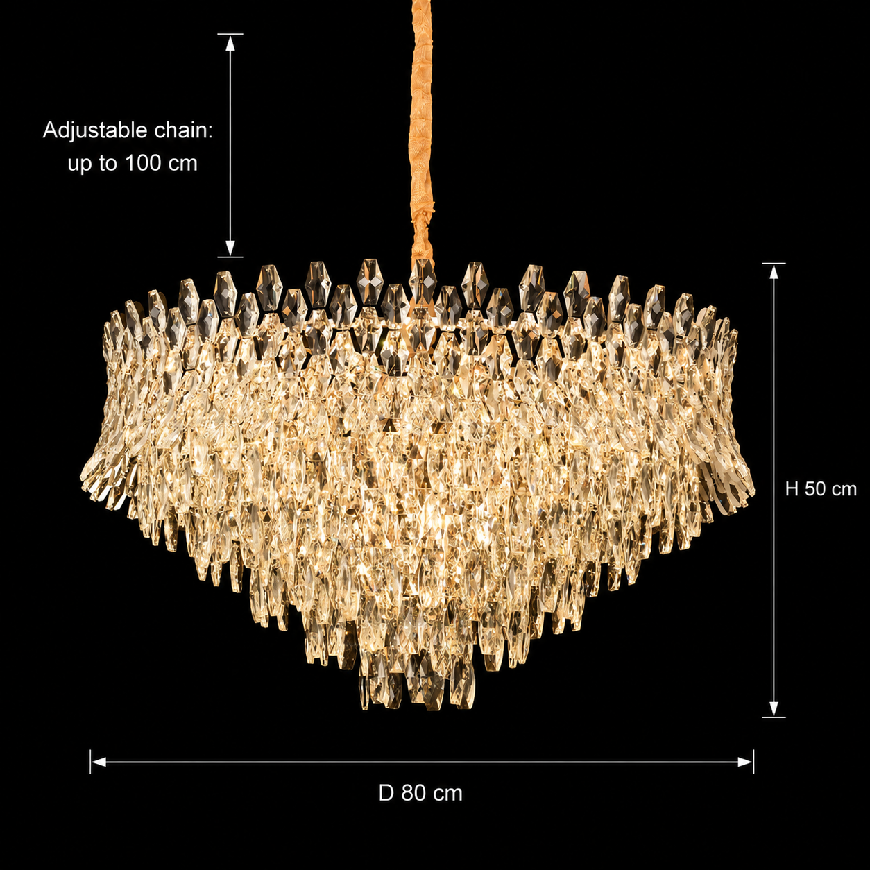 Candelabru Cristal MONARCH Regalis 19xE14, Diametru 80cm, Inaltime 50cm, Auriu Lucios, Inaltime Reglabila, Design Elegant Candelabre Cristal Default Title Alessandro Design