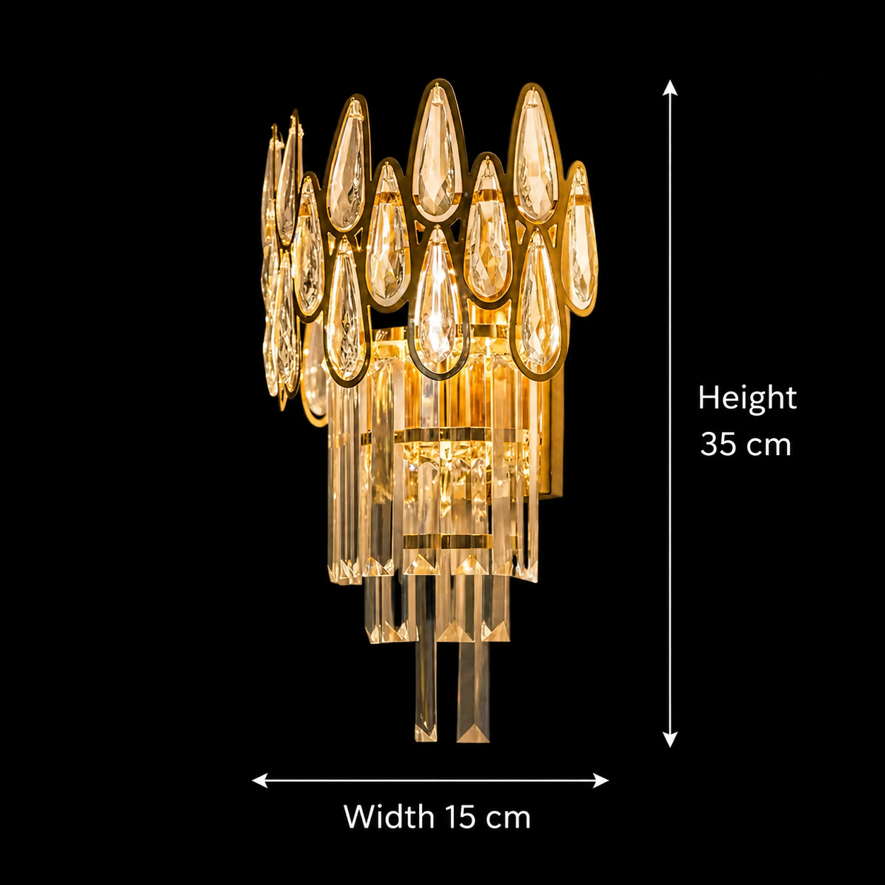 Cristal ALHAMBRA Аплик 2x E14, 35x15cm, Златни Вътрешни аплики Заглавие по подразбиране Alessandro Design