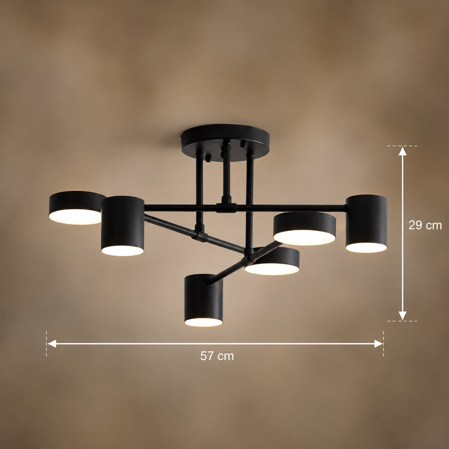 LED полилей GALIOS 26W, 6 елемента, Студена/Топла/Неутрална светлина, Черен